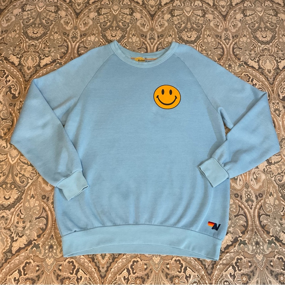 EUC Aviator Navigation Smiley Face Crewneck Sweatshirt Sz XL